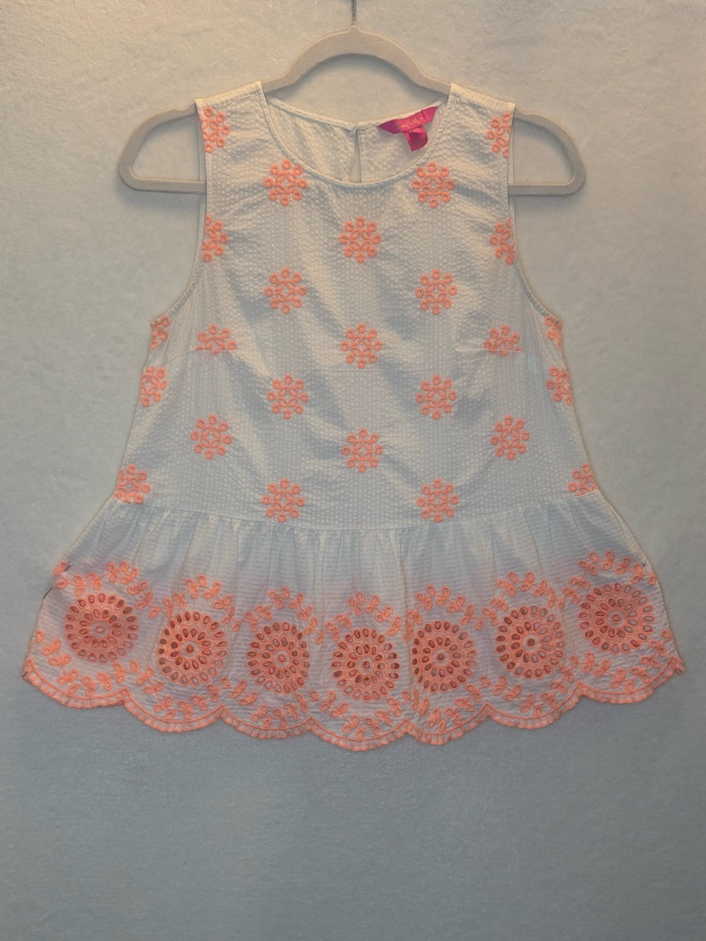 Lilly Pulitzer Lilliana Eyelet Peplum Tank Top XS Beach Vacation Resort